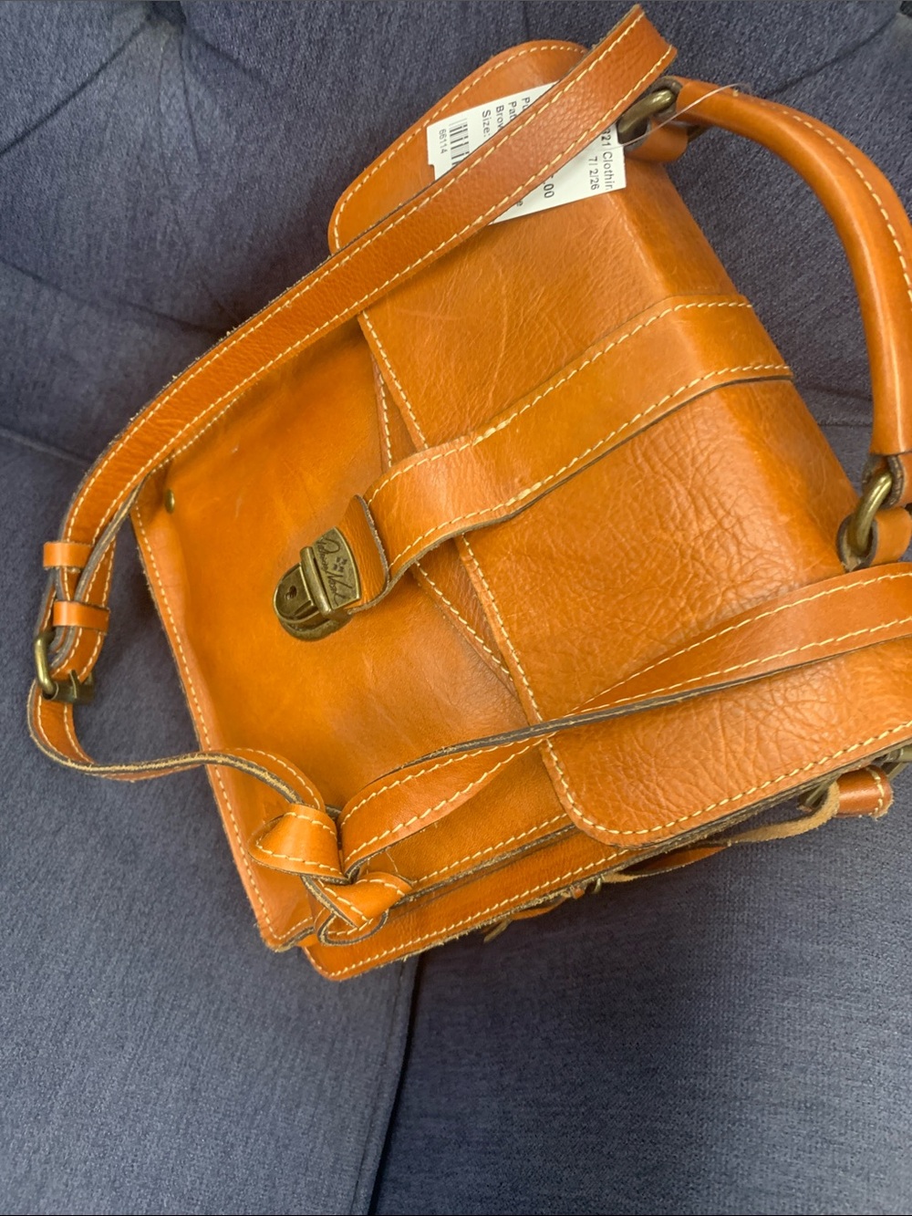 Patricia Nash Cognac/Tan Leather Crossbody Satchel - Picture 8 of 8